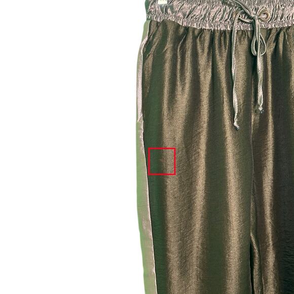 Zara gold green satin effect pull on cuffed pants size Small - Picture 6 of 13